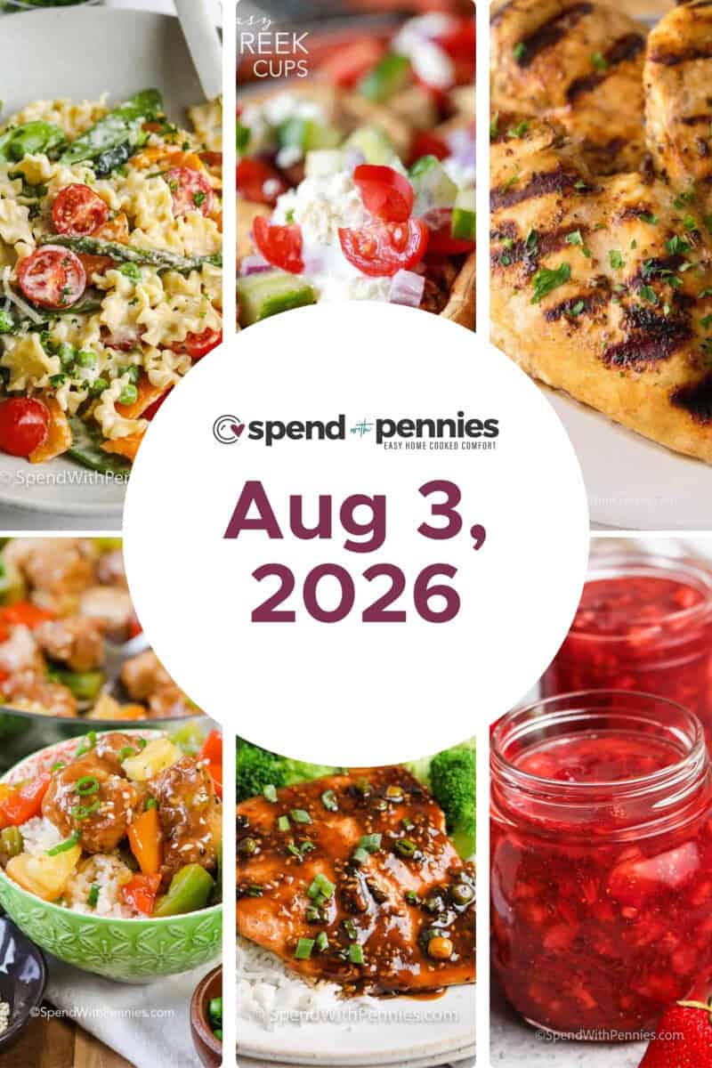 Weekly Meal Plan for Aug 3, 2026 FT