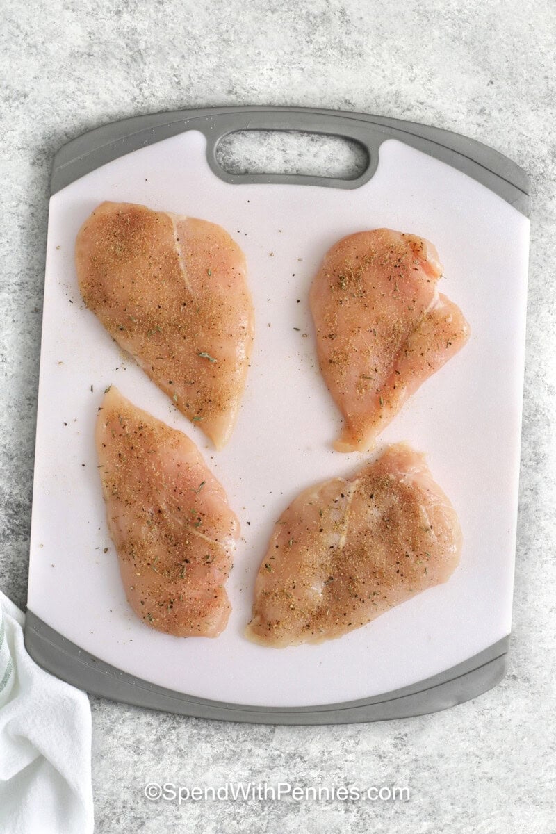 seasoning chicken to make Smothered Chicken