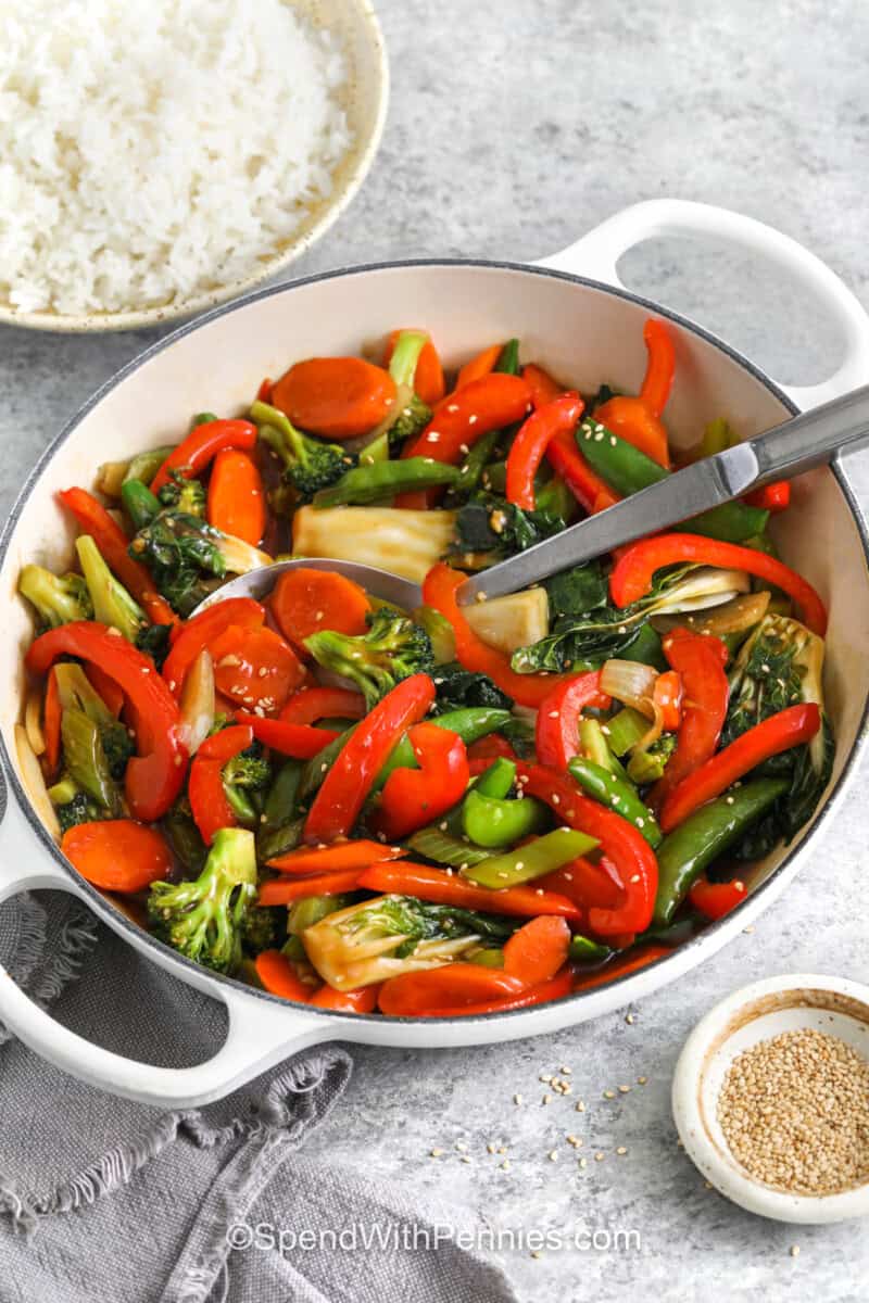 Stir Fry Vegetables in the pot
