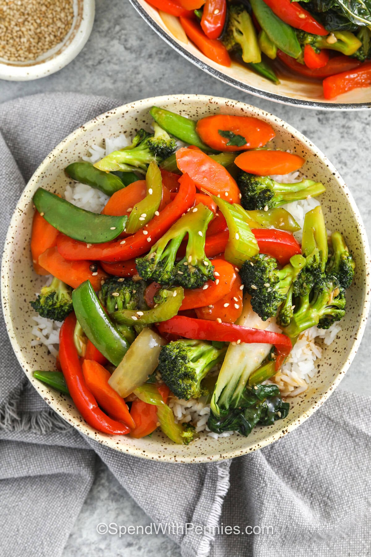 top view of Stir Fry Vegetables in a bowl