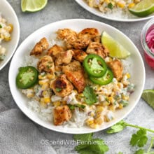 creamy Street Corn Chicken Rice Bowl
