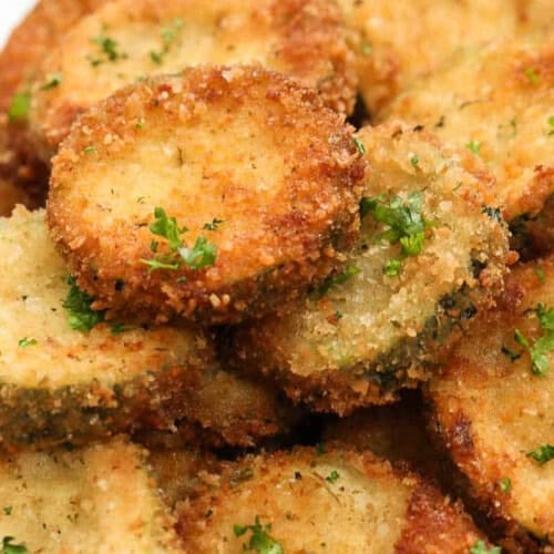 close up of crispy Fried Zucchini Recipe