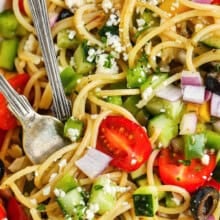 close up of Spaghetti Salad