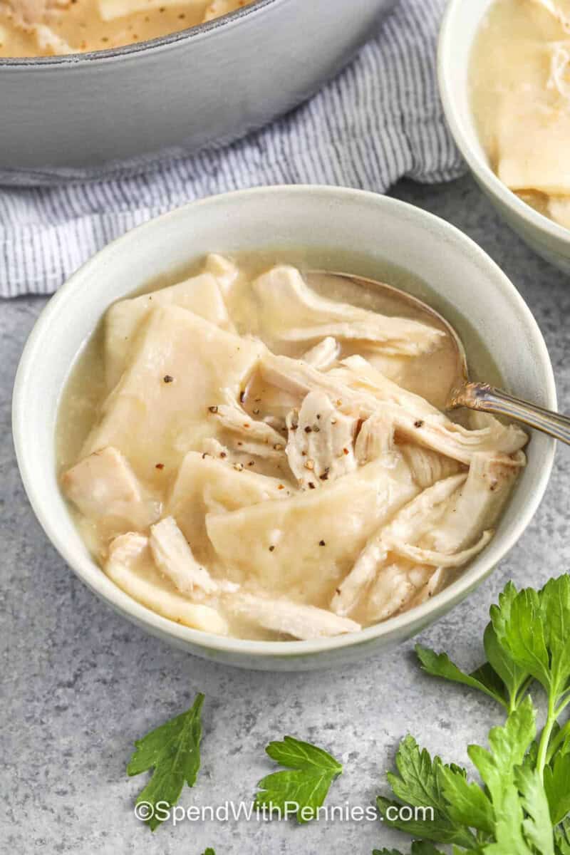 Chicken and Dumplings in bowls