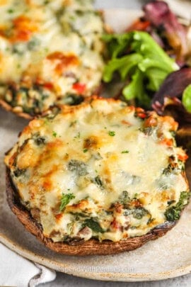 plated Stuffed Portobello Mushrooms