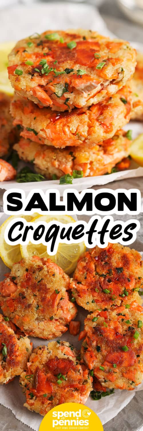 salmon croquettes with writing