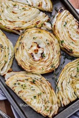 tender Roasted Cabbage Steaks on the sheet pan cooked