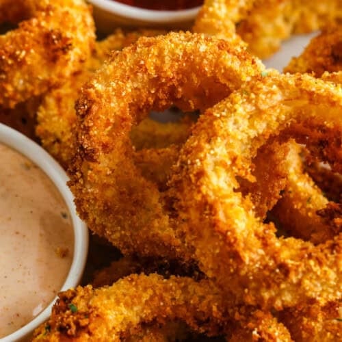 close up of Air Fryer Onion Rings