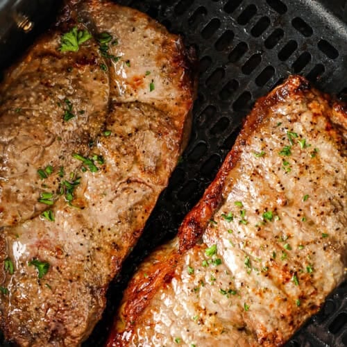 close up of juicy Air Fryer Steak