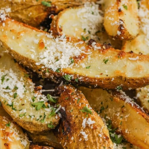 close up of Crispy Baked Potato Wedges
