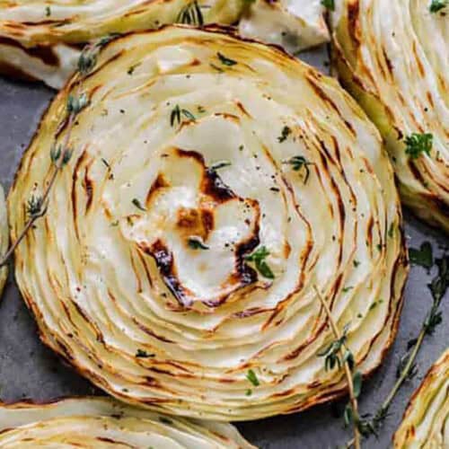 close up of Roasted Cabbage Steaks