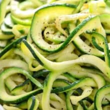 close up of Zucchini Noodles