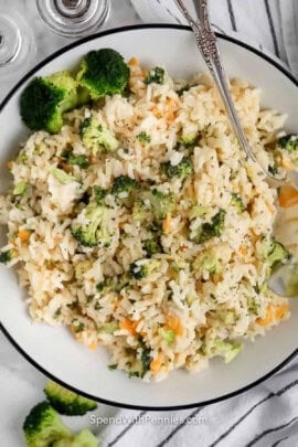 plated cheesy Broccoli Rice
