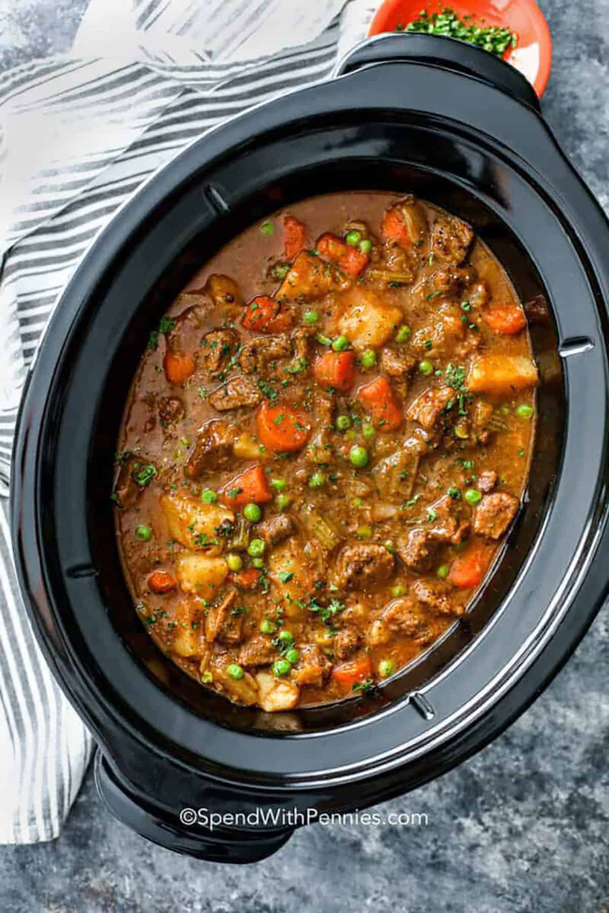 crockpot full of Crockpot Beef Stew