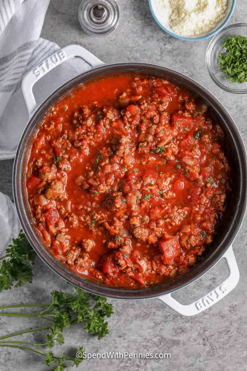 pot of Homemade Spaghetti Sauce