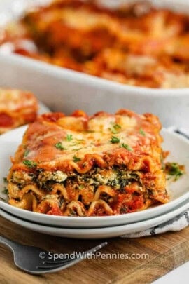slice of Spinach Lasagna on a plate.
