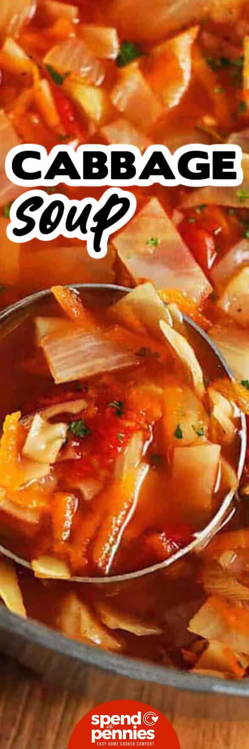 Cabbage Soup in a bowl with writing