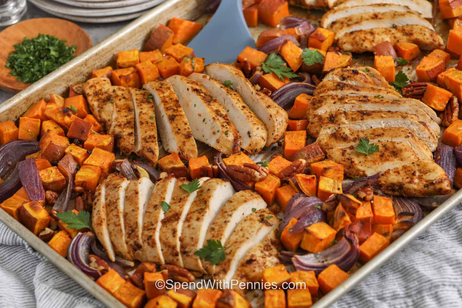 Easy Sheet Pan Chicken and Sweet Potatoes (Minimal Cleanup!)