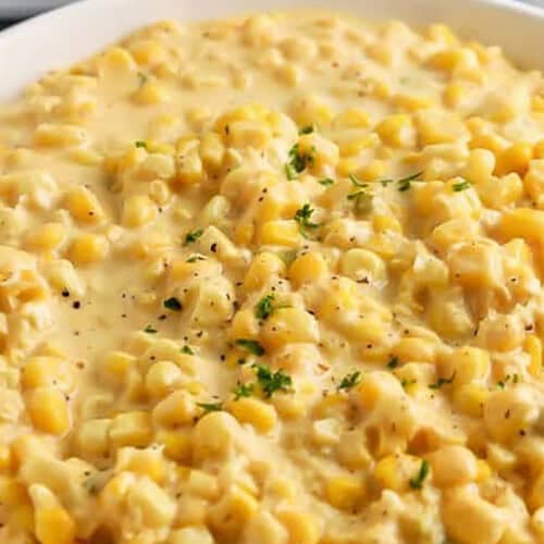 close up of Crock Pot Creamed Corn.