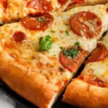 close up of pizza with Homemade Pizza Dough