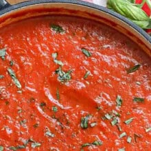 close up of Marinara Sauce in the pot.