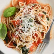 close up of One Pot Spaghetti on a plate.