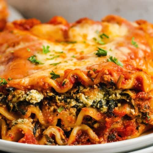 close up of Spinach Lasagna.