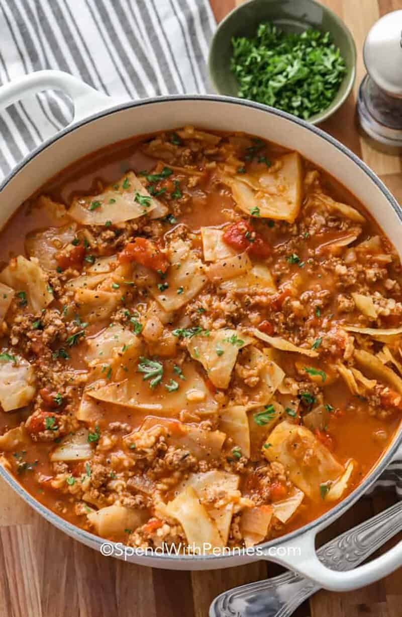 pot of Cabbage Roll Soup.