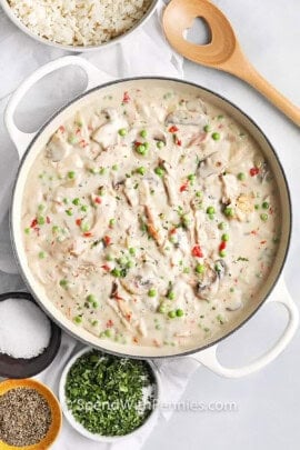 Chicken a la King in a pot.