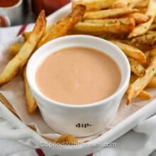 Fry Sauce on a plate with cooked fries.
