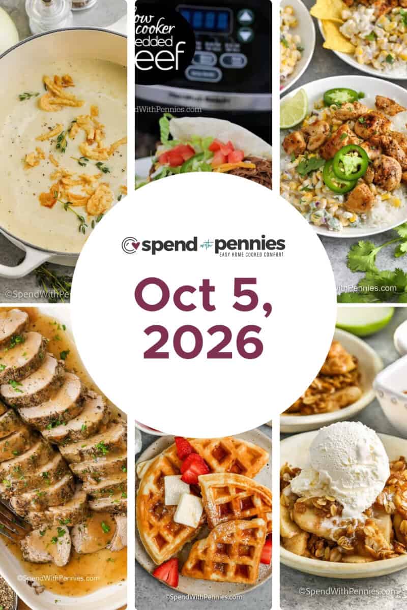 Meal plan for the week of Oct 5 2026 FT.