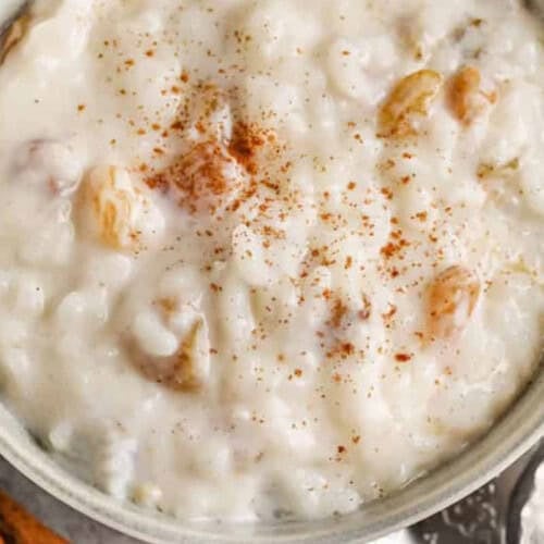 close up of Homemade Rice Pudding.