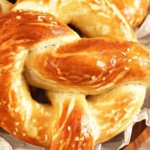 close up of Oven Baked Soft Pretzels.