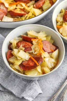 plated Cabbage and Sausage.