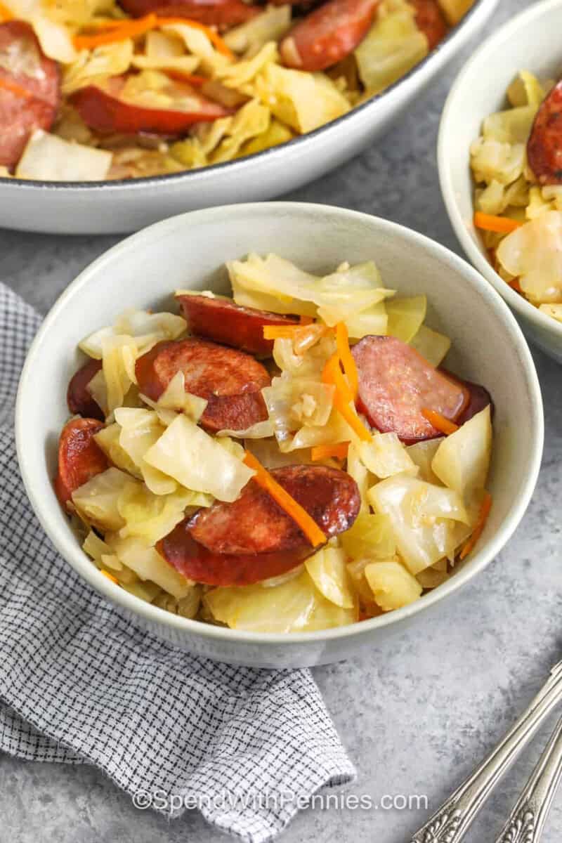 plated Cabbage and Sausage.