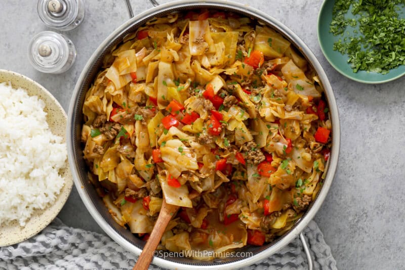 a pan of dirty cabbage.