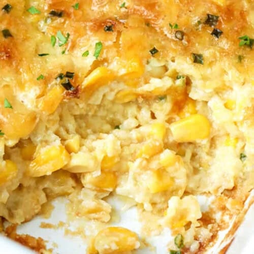 close up of Corn Pudding.