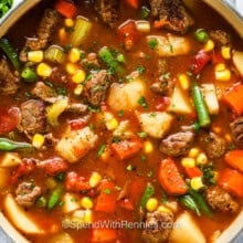 Vegetable Beef Soup in a pot.