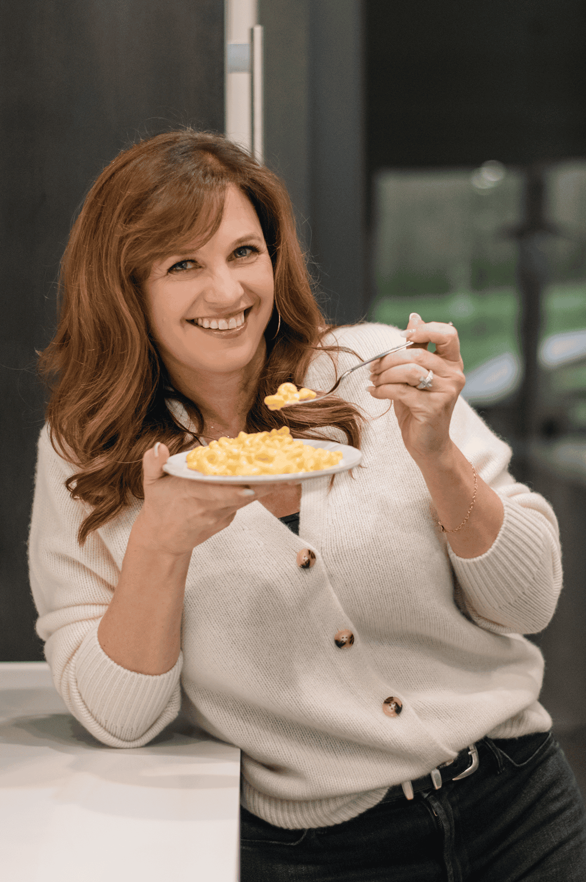 Holly enjoying a homemade meal